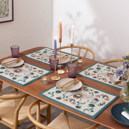 Wild Garden Bumblebee Set of 4 Indoor/Outdoor Placemats from Wylder