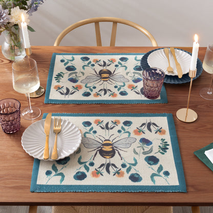 Wild Garden Bumblebee Set of 4 Indoor/Outdoor Placemats from Wylder