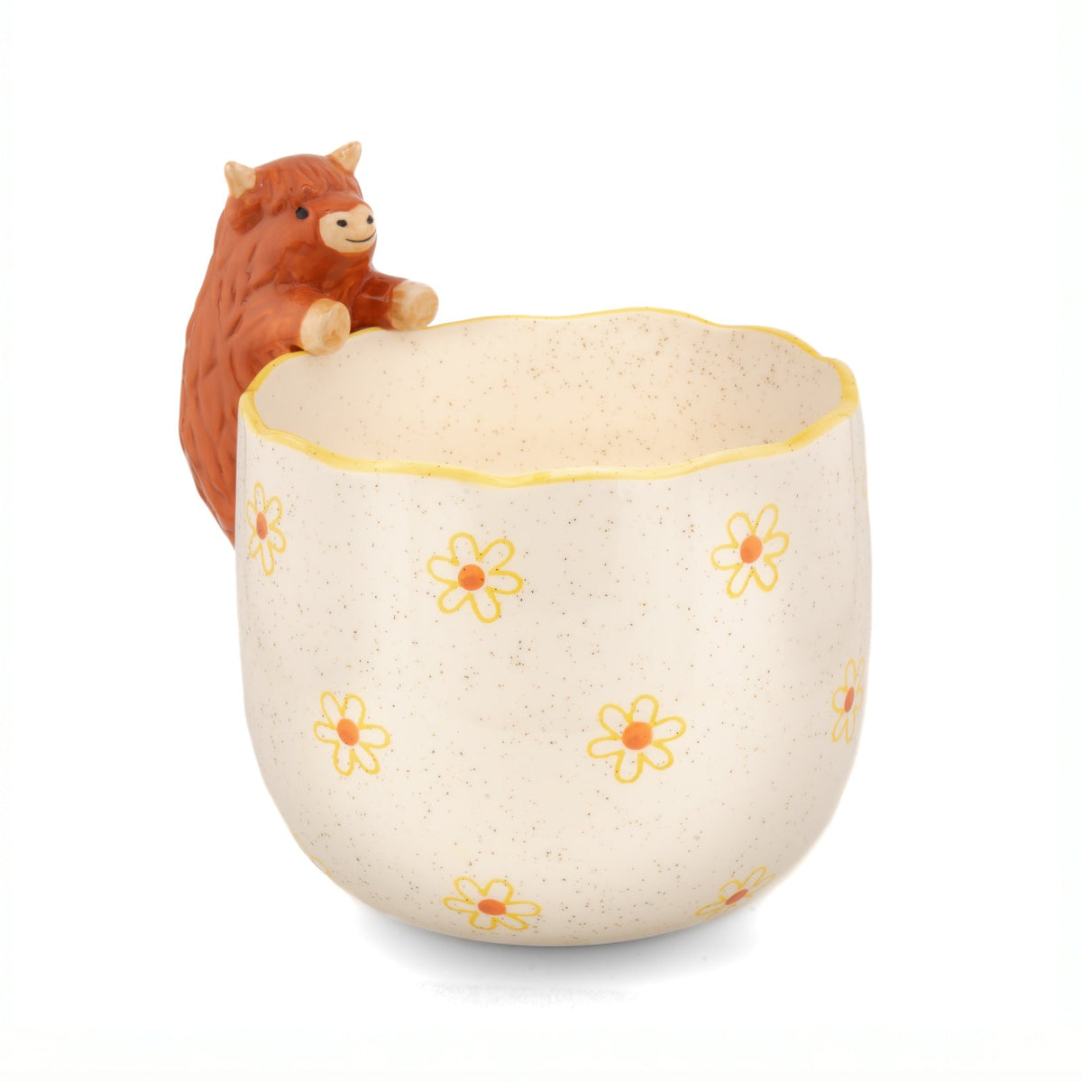 Peeking Highland Cow Porcelain Planter from Sass & Belle