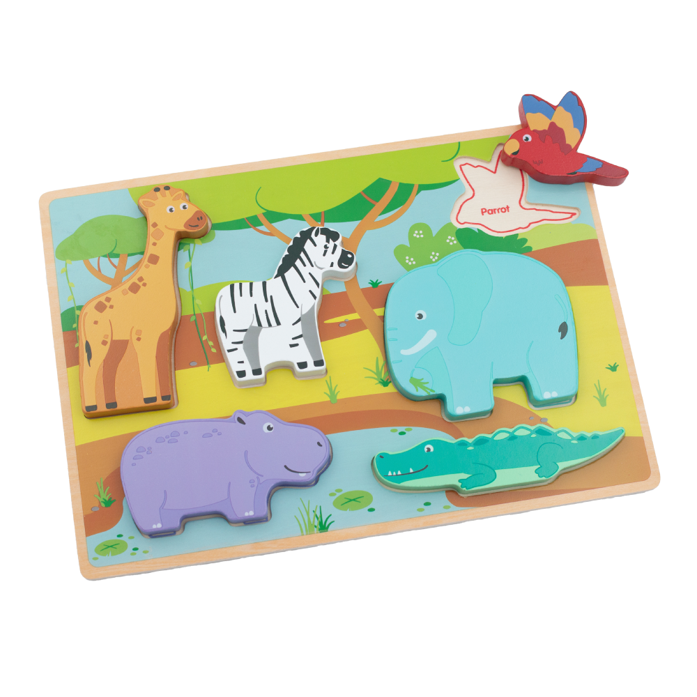 Safari 6 Piece Chunky Wooden Puzzle from Jumini