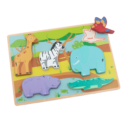Safari 6 Piece Chunky Wooden Puzzle from Jumini