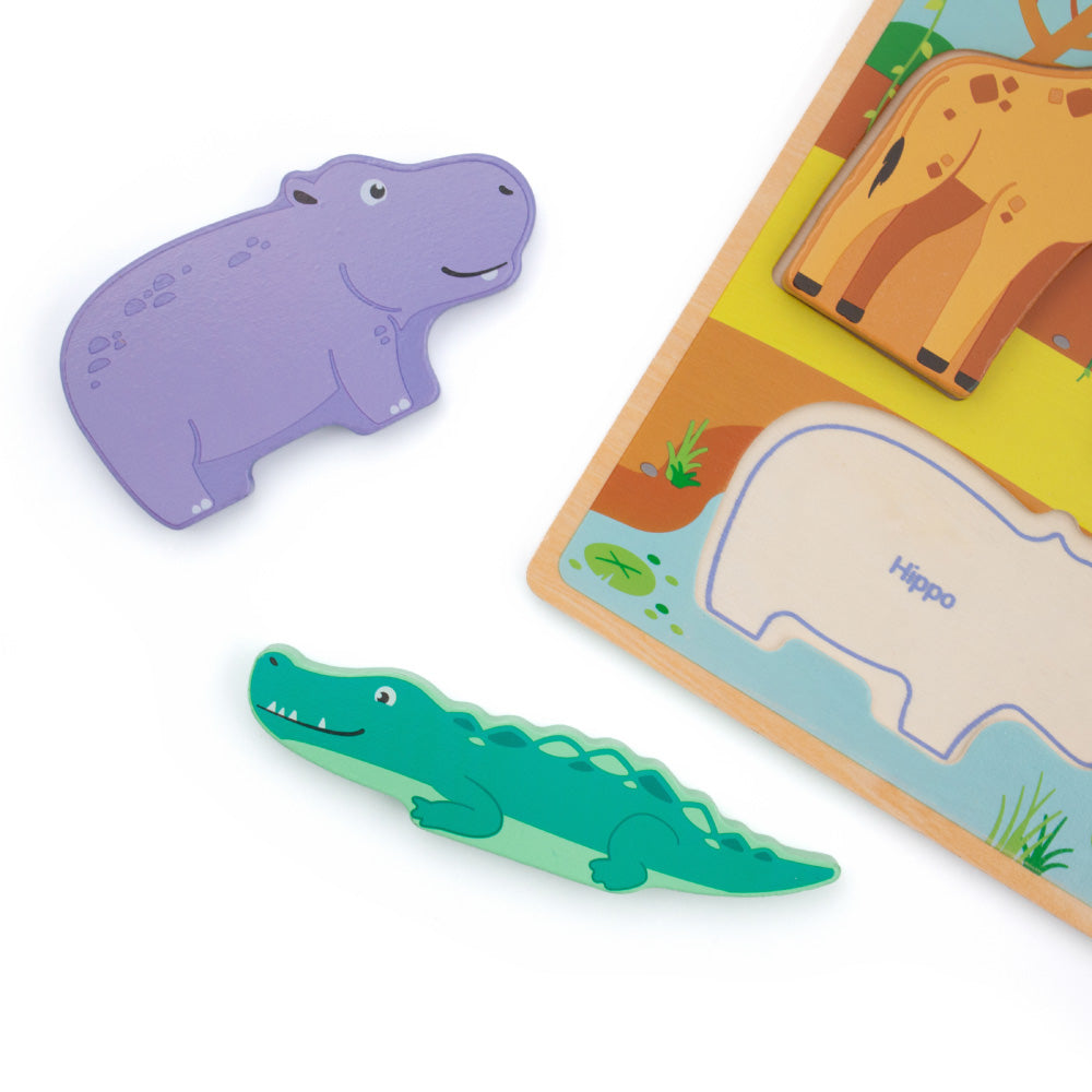 Safari 6 Piece Chunky Wooden Puzzle from Jumini