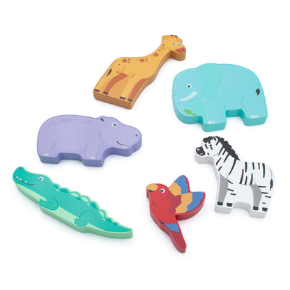 Safari 6 Piece Chunky Wooden Puzzle from Jumini