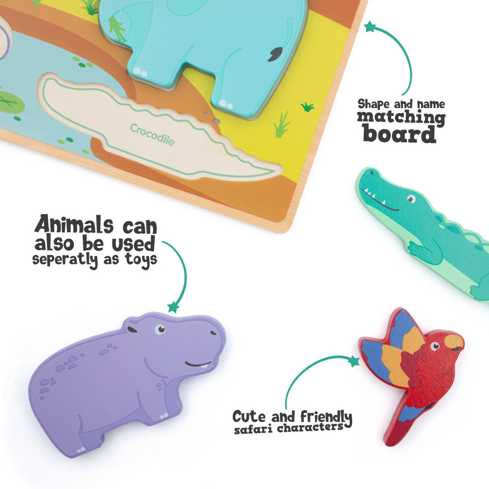 Safari 6 Piece Chunky Wooden Puzzle from Jumini