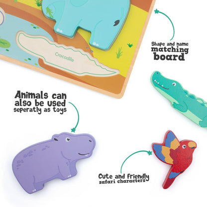 Safari 6 Piece Chunky Wooden Puzzle from Jumini