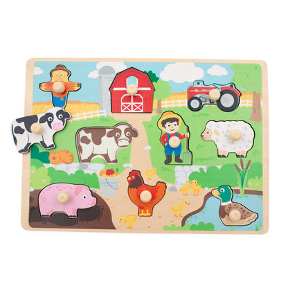 Farm 9 Piece Wooden Peg Puzzle from Jumini