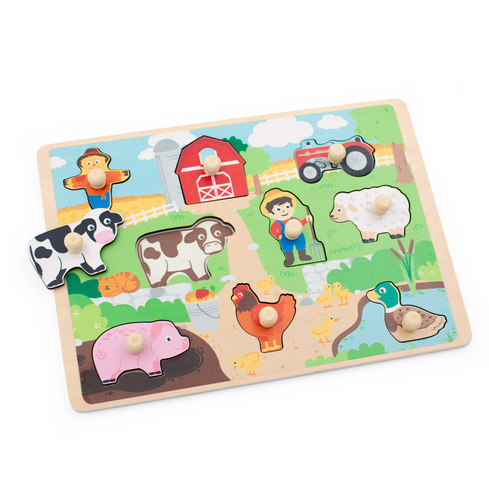 Farm 9 Piece Wooden Peg Puzzle from Jumini