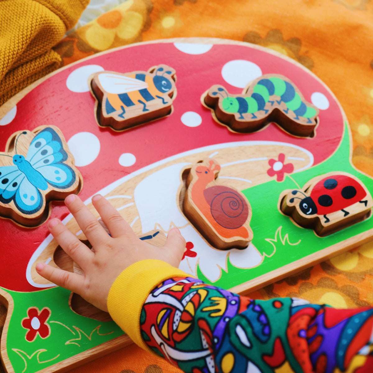 Minibeast 6 Piece Wooden Shape Sorter Puzzle from Lanka Kade