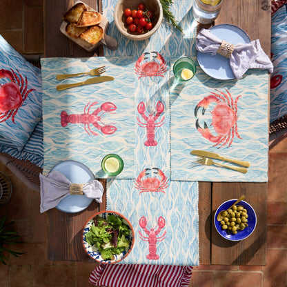 Abersoch Crab and Lobster Indoor/Outdoor Table Runner from Wylder