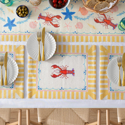Brunch Stripes Lobster Indoor/Outdoor Table Runner from Furn