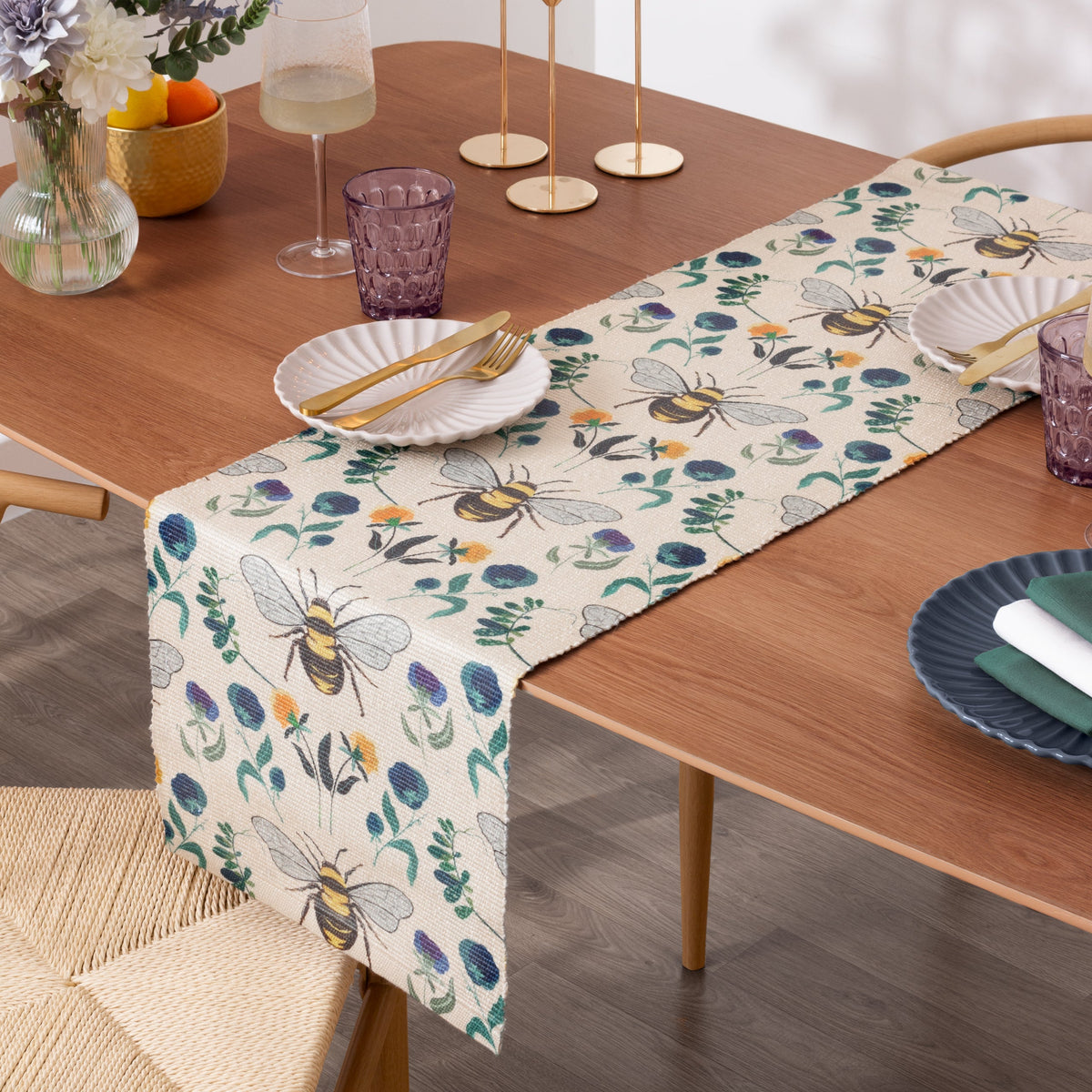 Wild Garden Bee Indoor/Outdoor Table Runner from Wylder