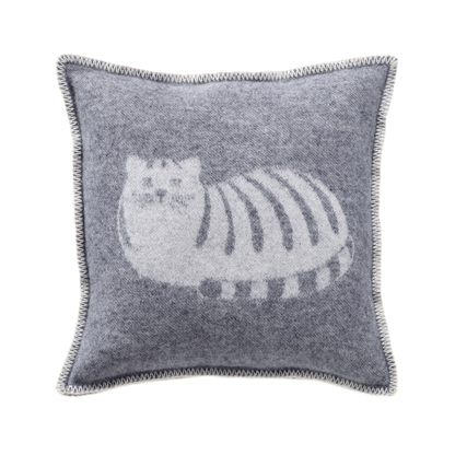 Grey Cat Wool Cushion from J.J. Textile