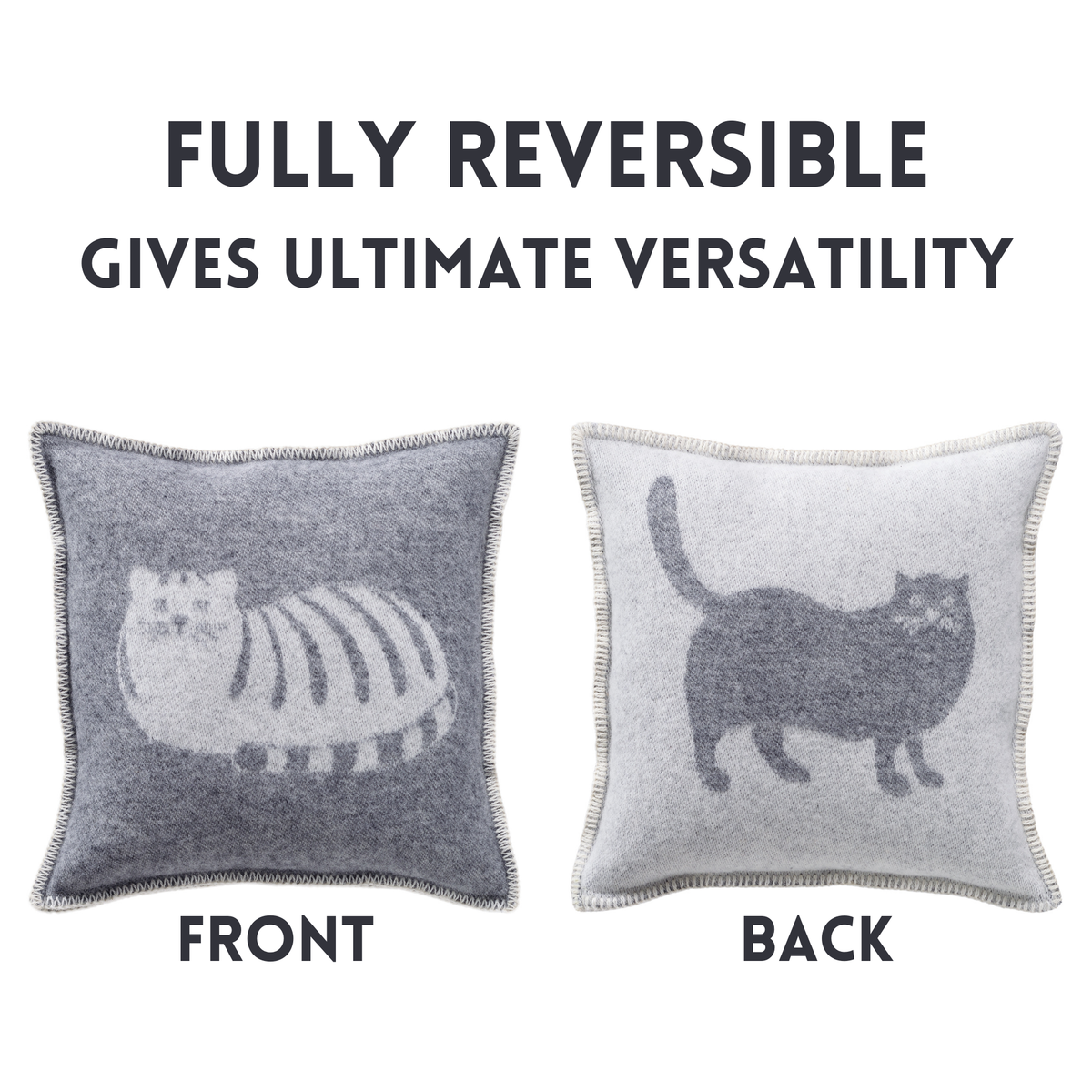 Grey Cat Wool Cushion from J.J. Textile