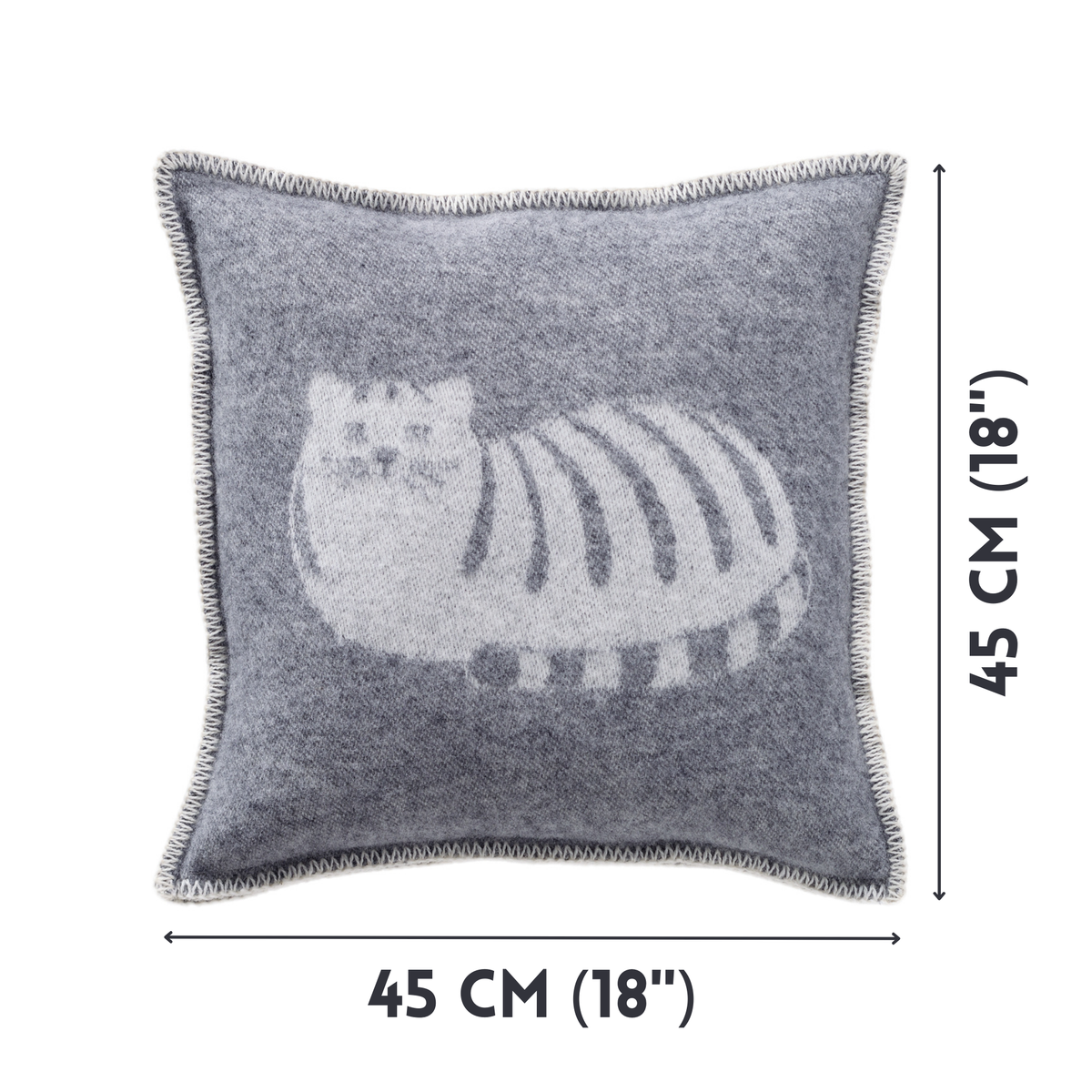 Grey Cat Wool Cushion from J.J. Textile