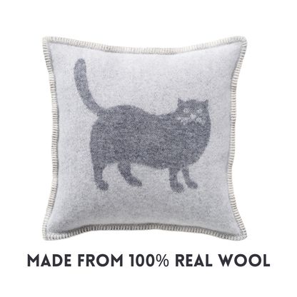Grey Cat Wool Cushion from J.J. Textile