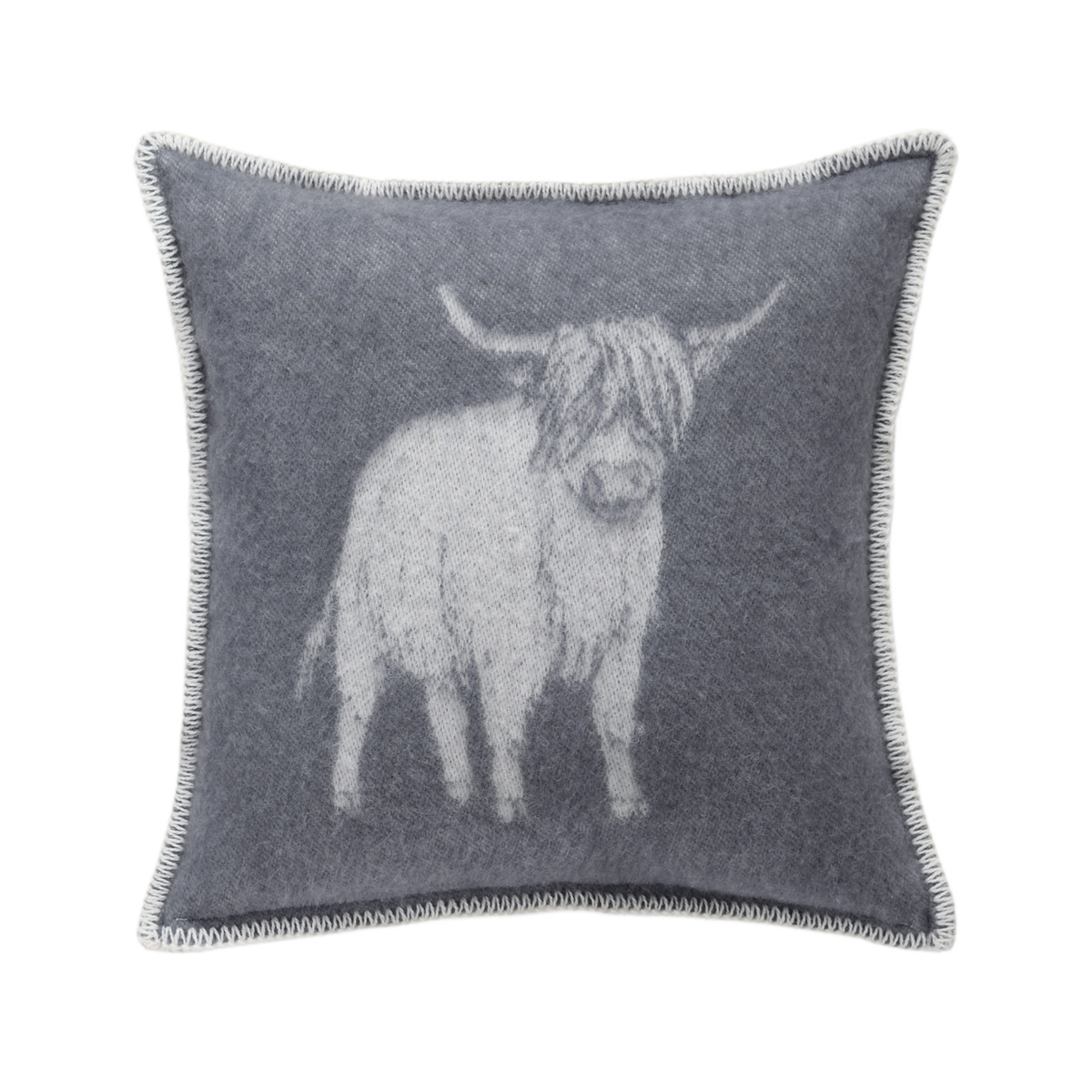 Dark Grey Highland Cow Wool Cushion from J.J. Textile