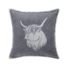 Dark Grey Highland Cow Wool Cushion from J.J. Textile