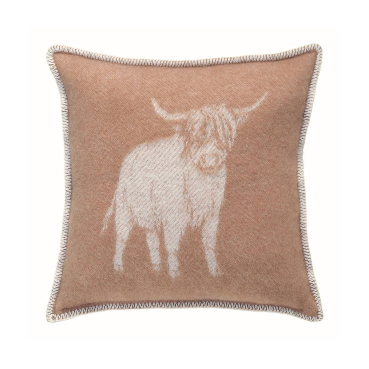 Brown Highland Cow Wool Cushion from J.J. Textile