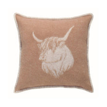 Brown Highland Cow Wool Cushion from J.J. Textile
