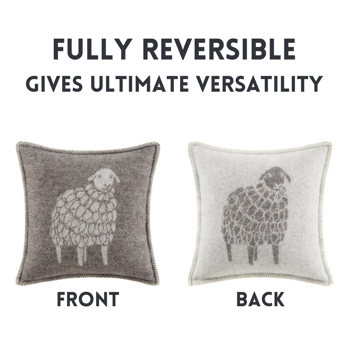 Dark Brown Mima Sheep Wool Cushion from J.J. Textile