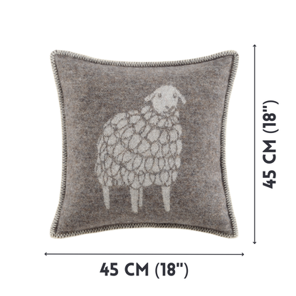 Dark Brown Mima Sheep Wool Cushion from J.J. Textile