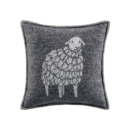Soft Black Mima Sheep Wool Cushion from J.J. Textile