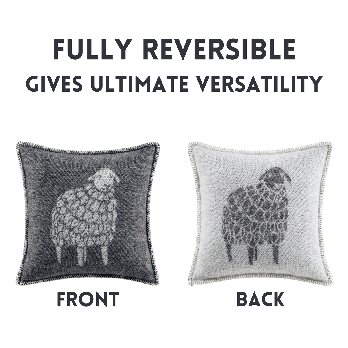 Soft Black Mima Sheep Wool Cushion from J.J. Textile