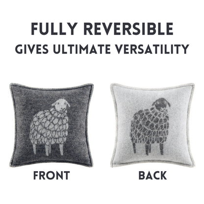 Soft Black Mima Sheep Wool Cushion from J.J. Textile