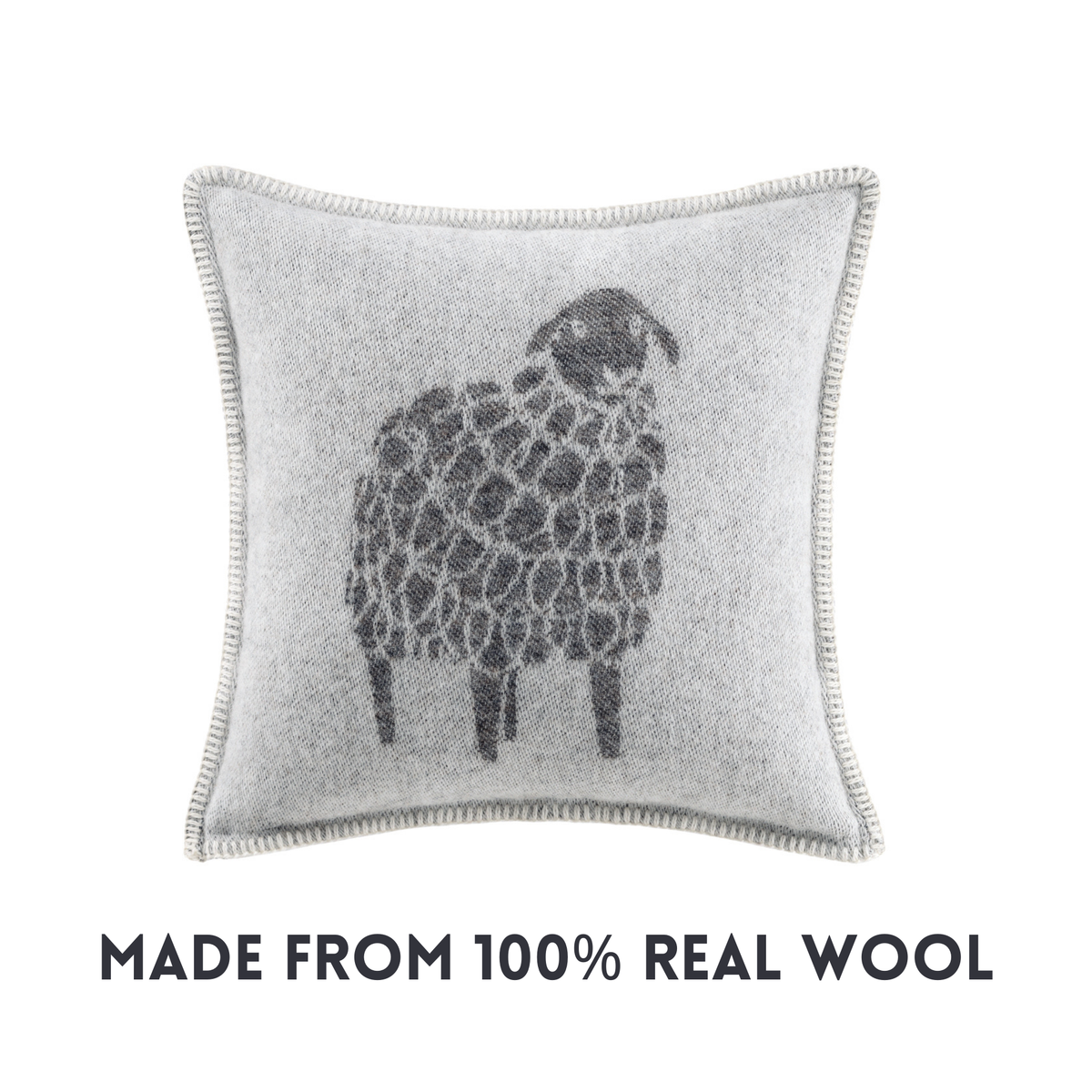 Soft Black Mima Sheep Wool Cushion from J.J. Textile