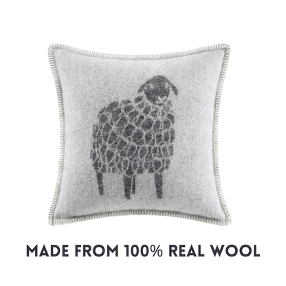 Soft Black Mima Sheep Wool Cushion from J.J. Textile