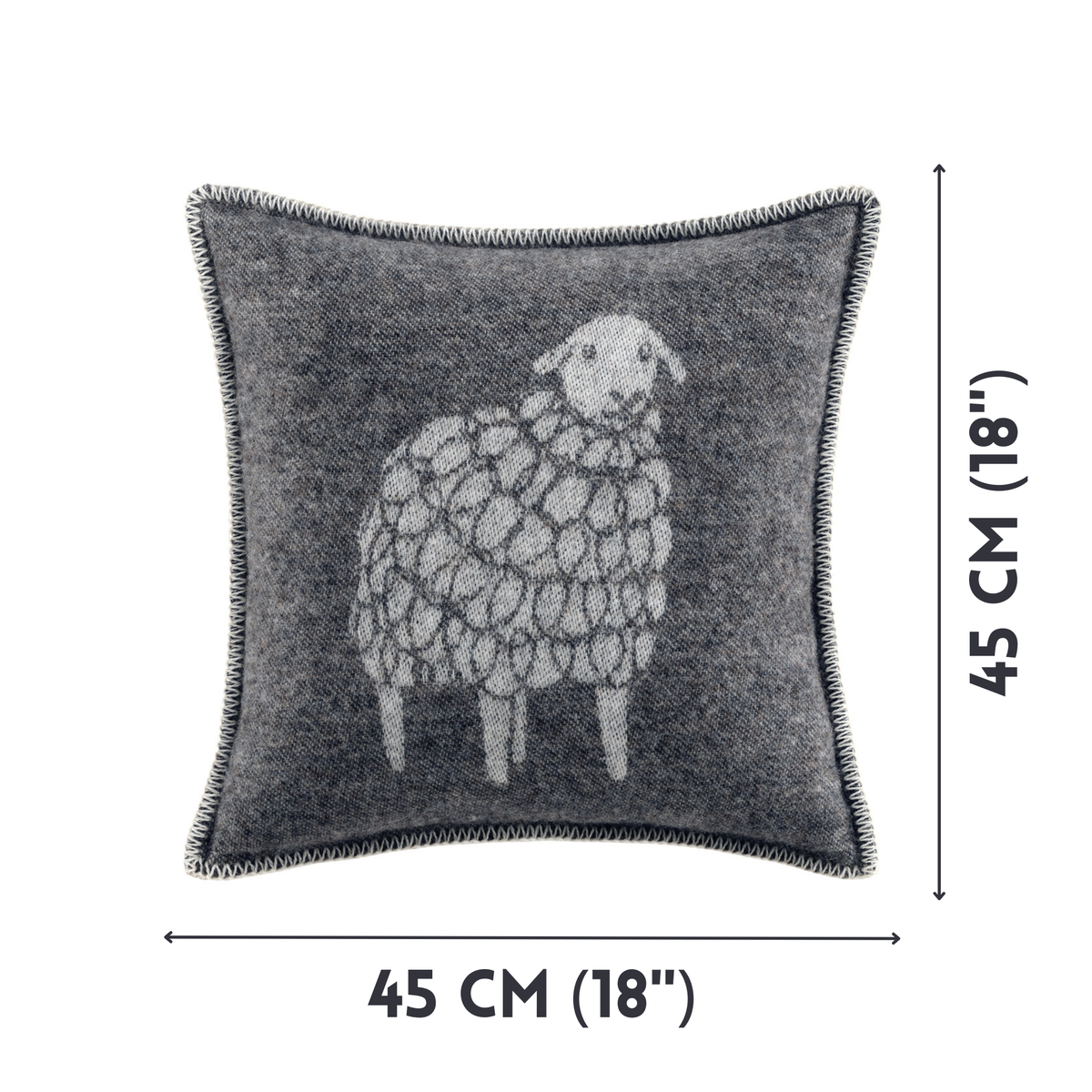 Soft Black Mima Sheep Wool Cushion from J.J. Textile