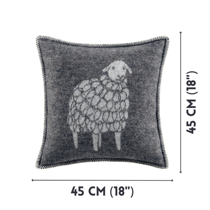 Soft Black Mima Sheep Wool Cushion from J.J. Textile