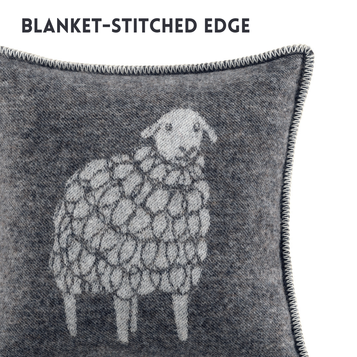 Soft Black Mima Sheep Wool Cushion from J.J. Textile