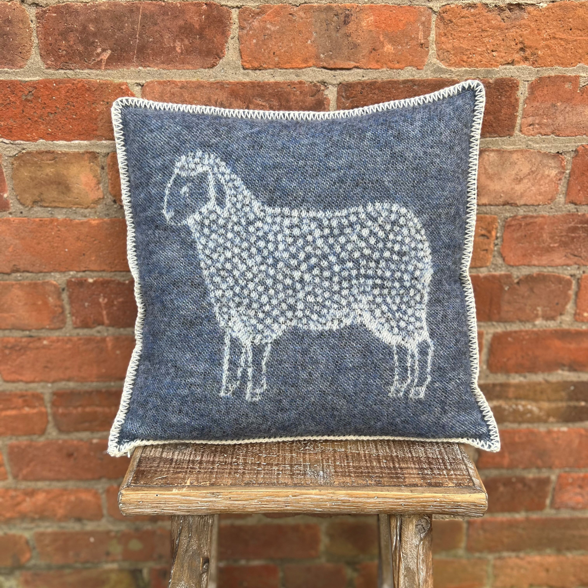 Denim Blue Sheep Wool Cushion from J.J. Textile