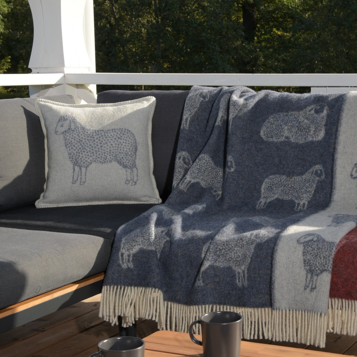 Denim Blue Sheep Wool Cushion from J.J. Textile