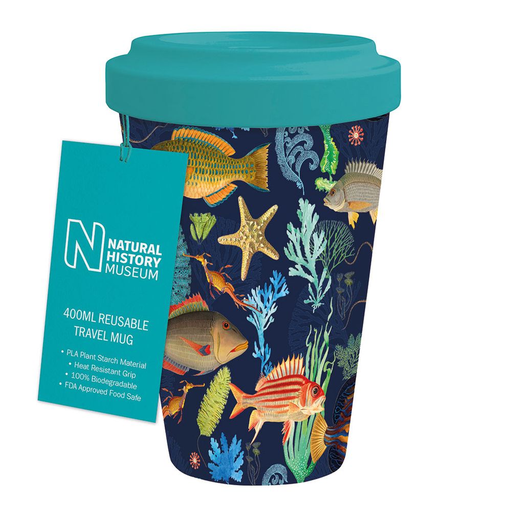 An Array of Marine Life 400ml PLA Travel Mug from Natural History Museum