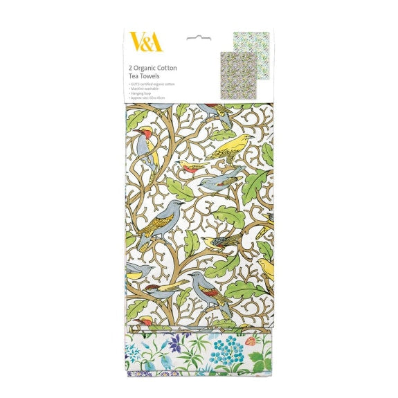 V&A Birds of Many Climes Set of 2 Tea Towels by C.F.A. Voysey