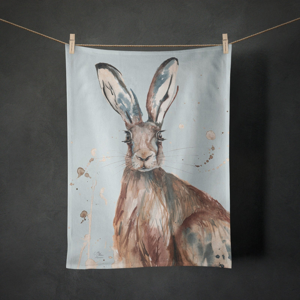 The Meadow Hare Organic Cotton Tea Towel by Meg Hawkins