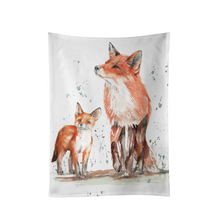 The Den Fox and Cub Organic Cotton Tea Towel by Meg Hawkins