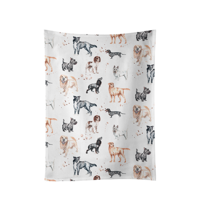 The Pooches Dogs Cotton Tea Towel by Meg Hawkins