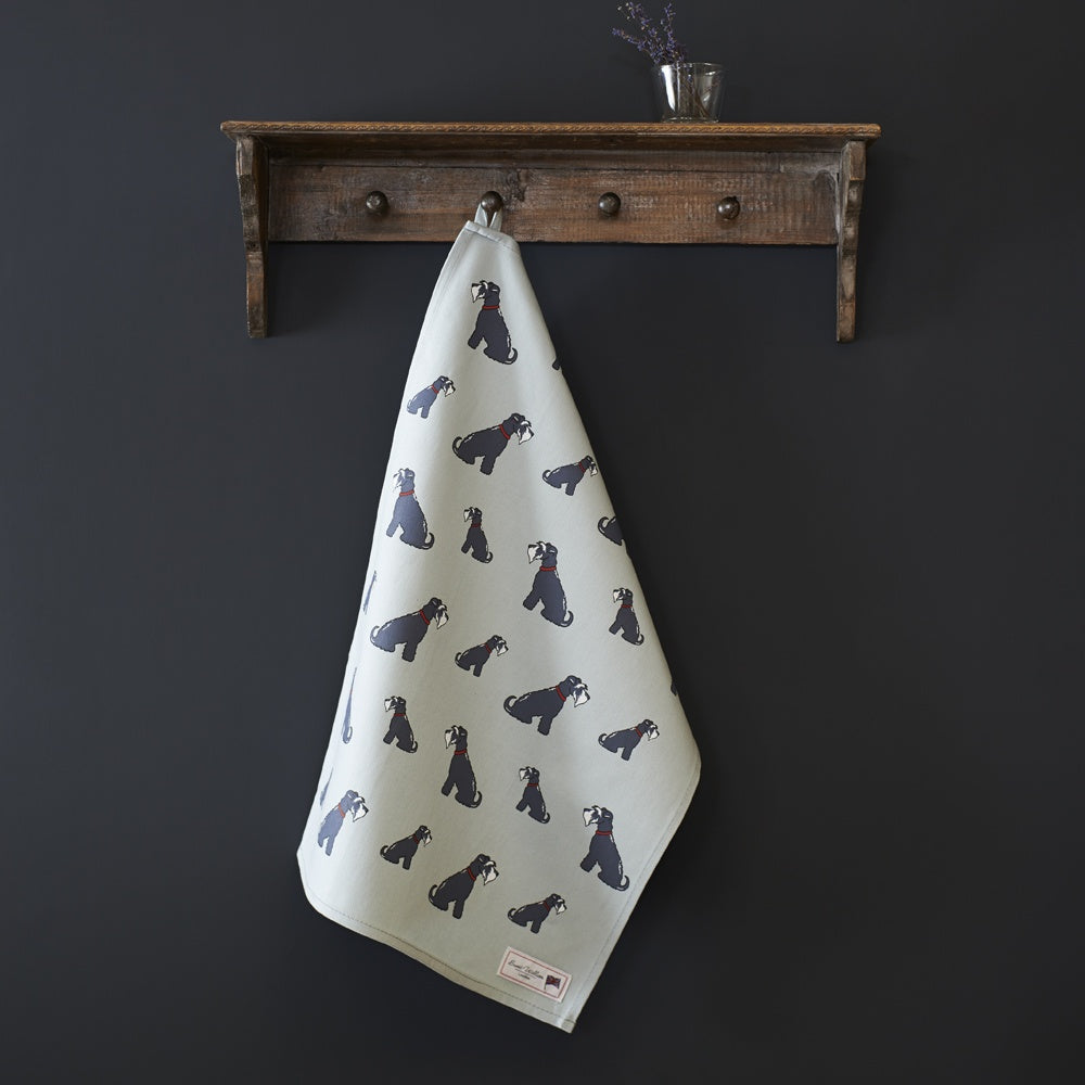 Grey Schnauzer Organic Cotton Tea Towel from Sweet William Designs
